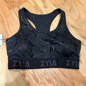 ZYIA Black Marble Sports Bra